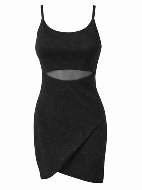 Luxology Black Sparkle Bodycon Dress Mesh Cutout Small ✨🔥 Date Night